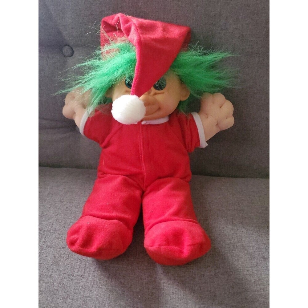 Russ Vintage Troll Green Hair 12" Christmas Santa Hat cute